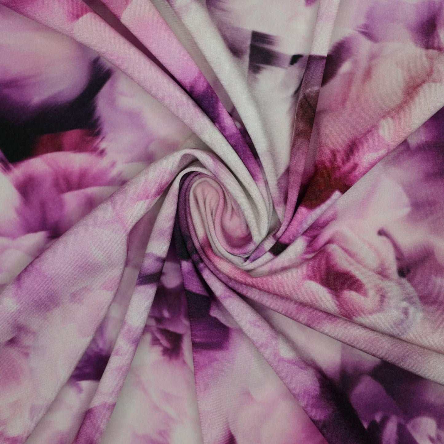 Pinky Purple Floral Block Print Stretch Crepe 1m