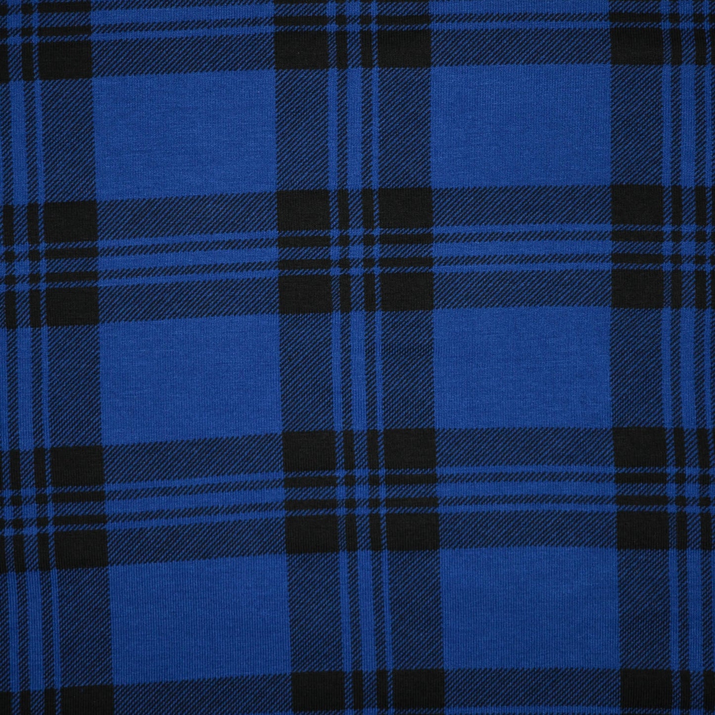 Plaid Print Blue Viscose Jersey 1m