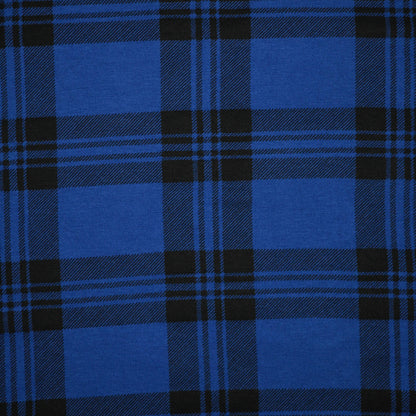 Plaid Print Blue Viscose Jersey 1m