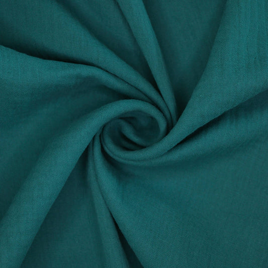 Plain Teal 100% Cotton Double Gauze half/metre
