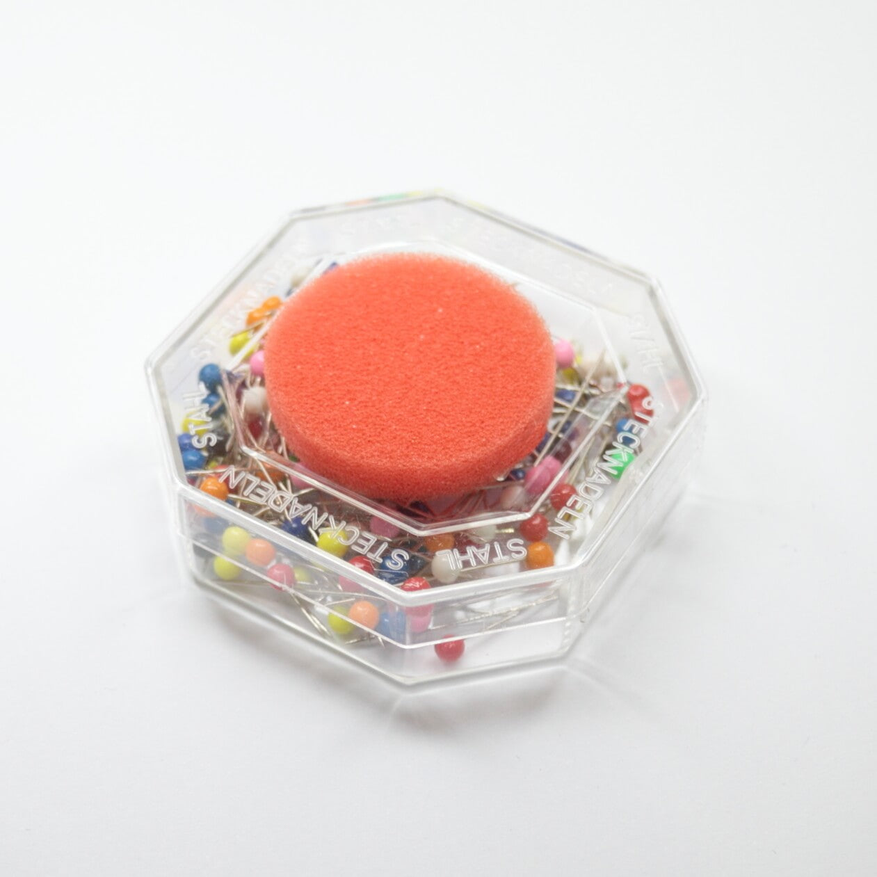 Plastic Head Pins Octagon Box with Cushion 150pk
