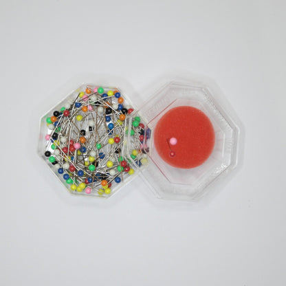 Plastic Head Pins Octagon Box with Cushion 150pk