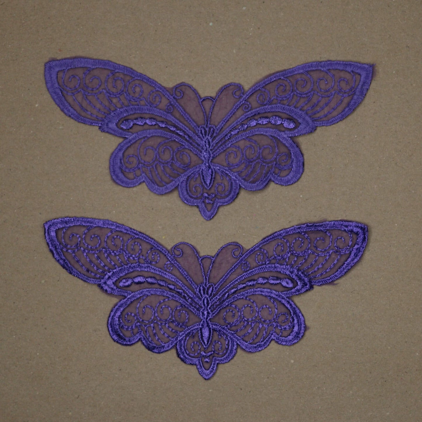 Purple Embroidered Lace Butterflies 2pk