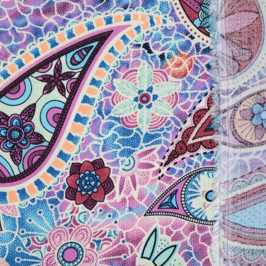 Purple Paisley Viscose 1m