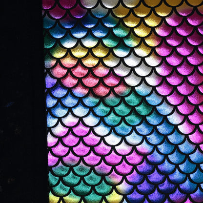 Rainbow Mermaid Foil Spandex Jersey per/metre