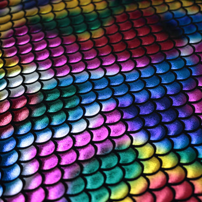 Rainbow Mermaid Foil Spandex Jersey per/metre