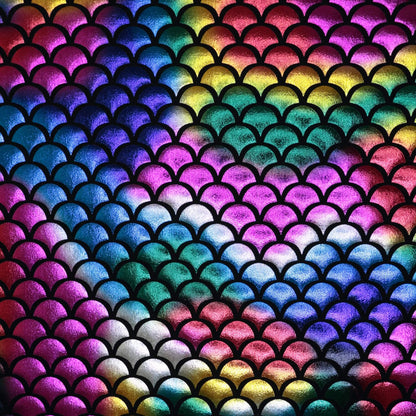 Rainbow Mermaid Foil Spandex Jersey per/metre