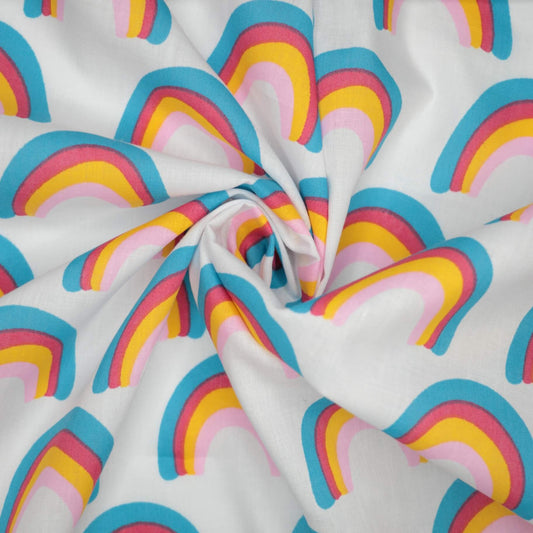 Rainbows White Polycotton 1m