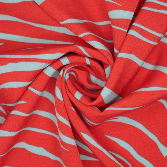 Red & Blue Zebra Polyviscose 1m