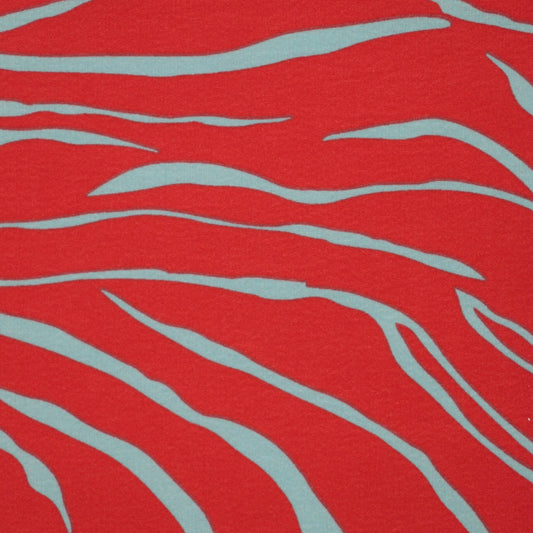 Red & Blue Zebra Polyviscose 1m