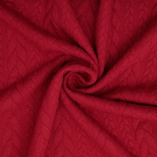 Red Cable Knit Jersey per/metre