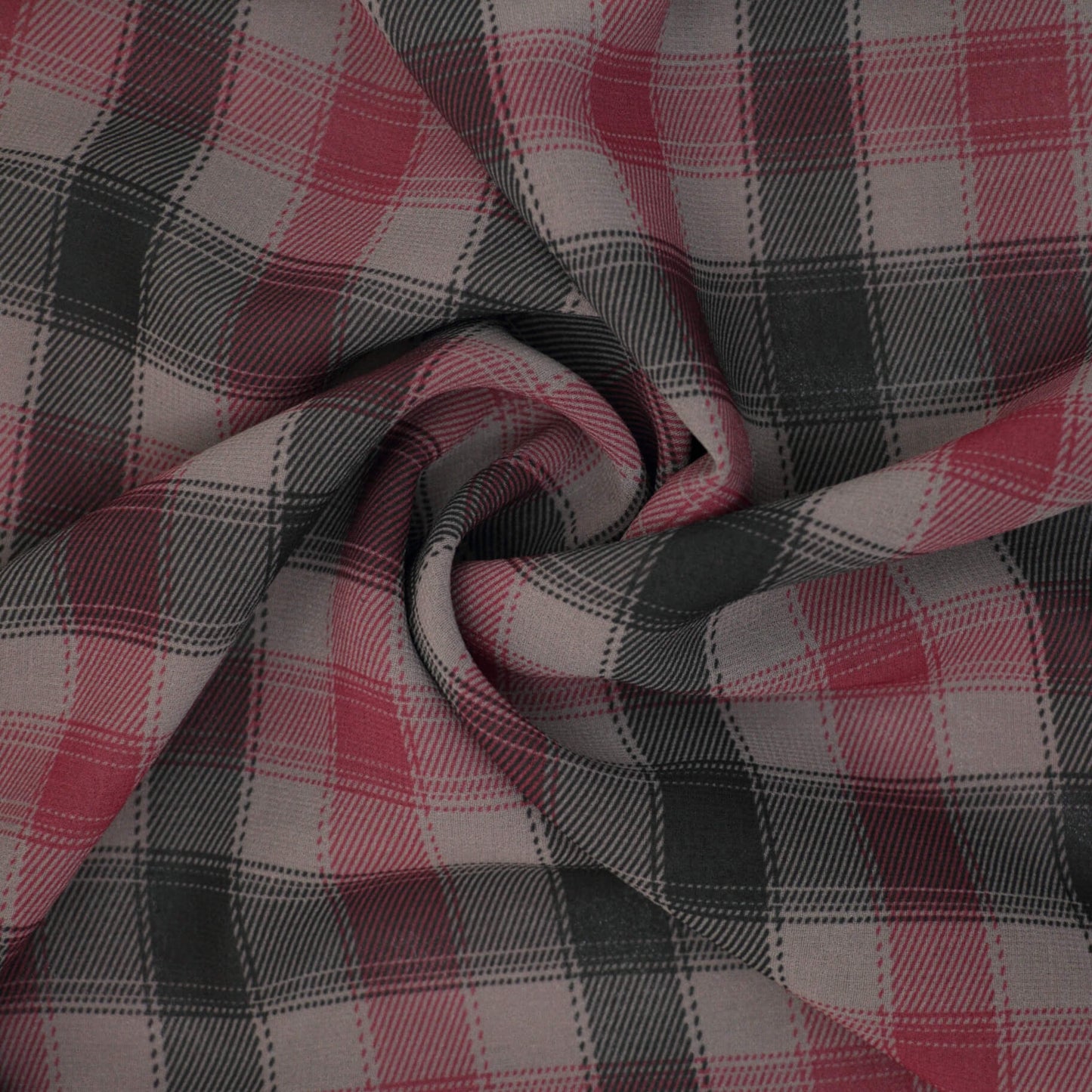 Red & Black Plaid Chiffon per/metre