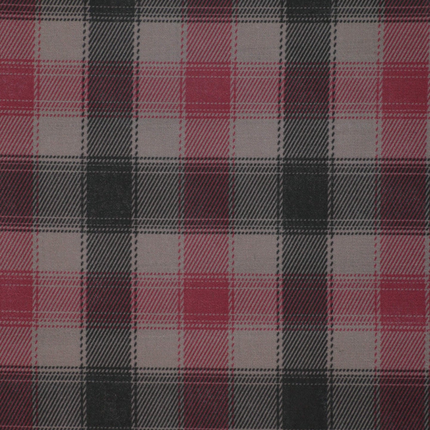 Red & Black Plaid Chiffon per/metre