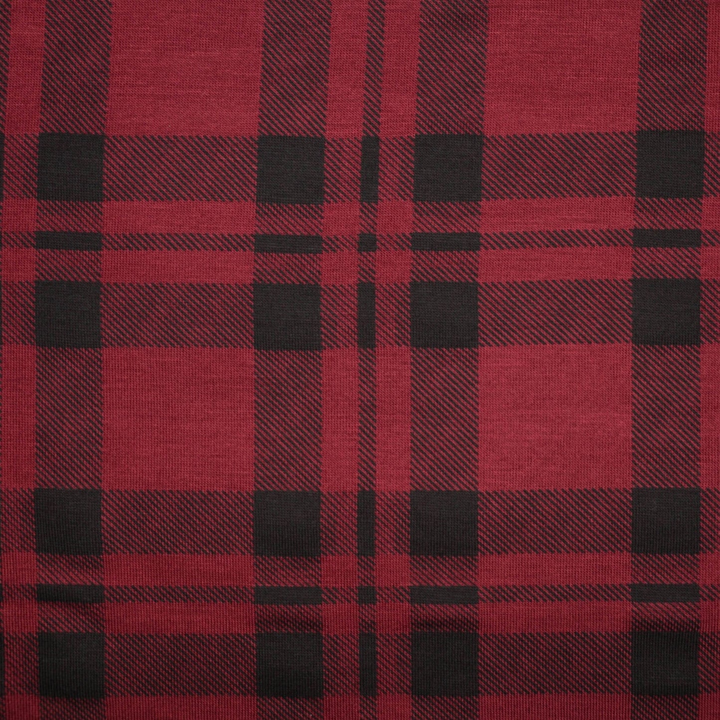 Plaid Print Burgundy Viscose Jersey 1m