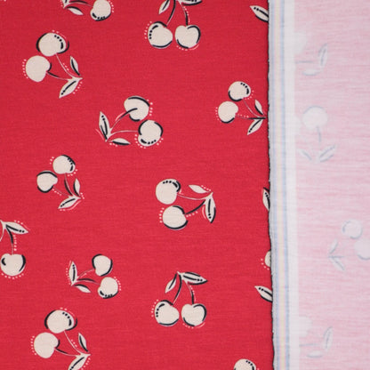 Red Cherry Print Jersey per/metre