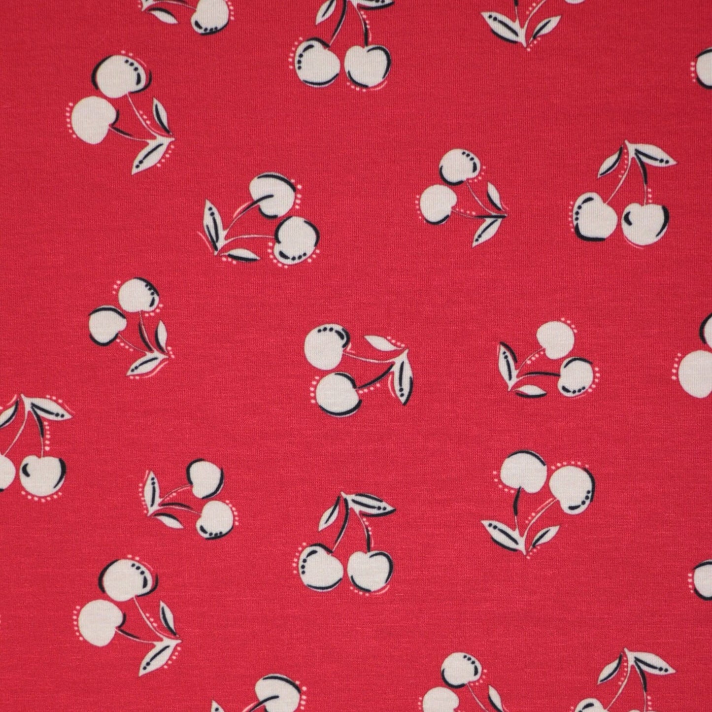 Red Cherry Print Jersey per/metre