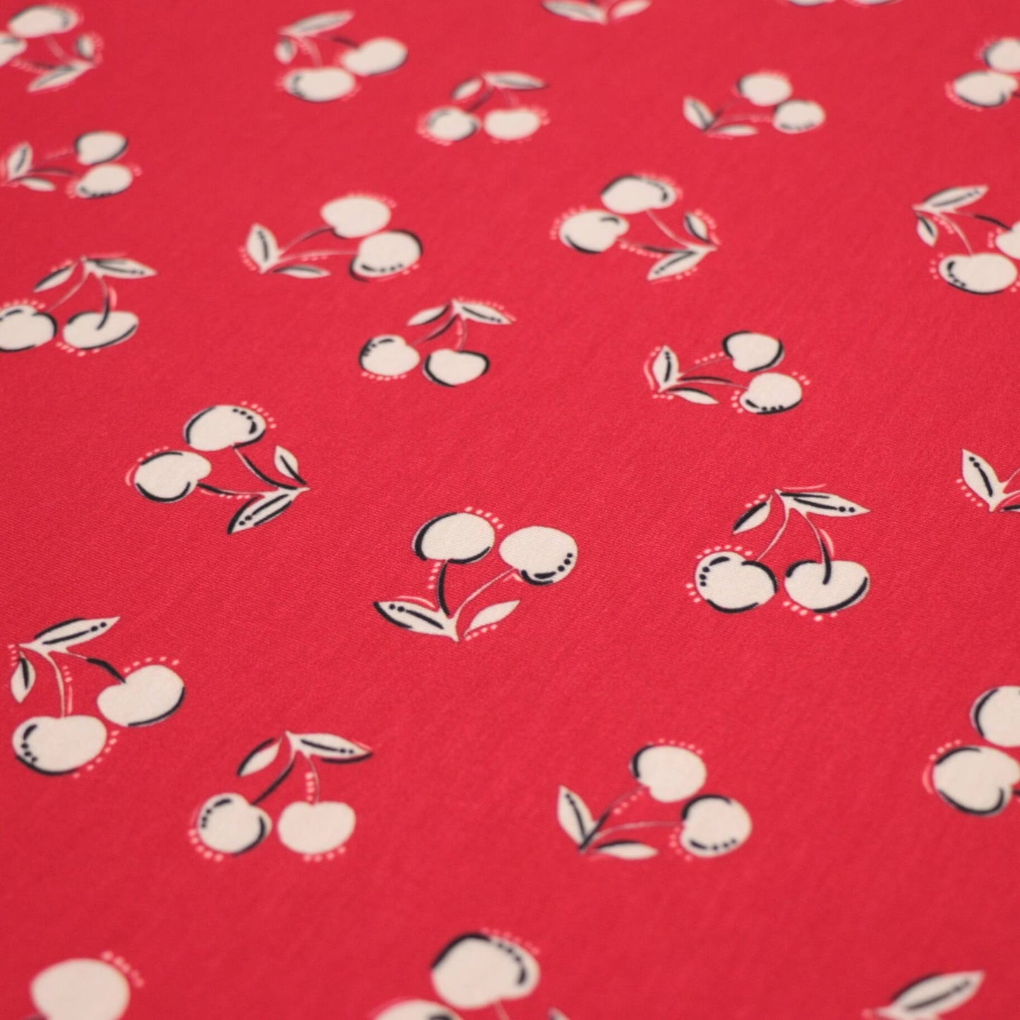 Red Cherry Print Jersey per/metre