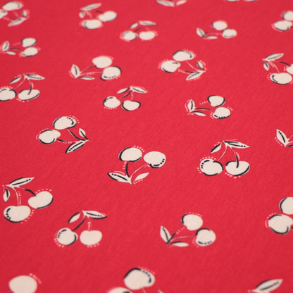 Red Cherry Print Jersey per/metre