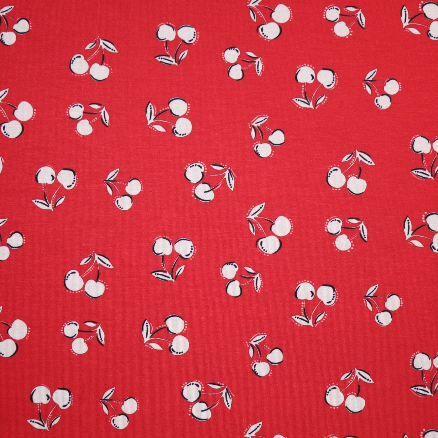 Red Cherry Print Jersey per/metre