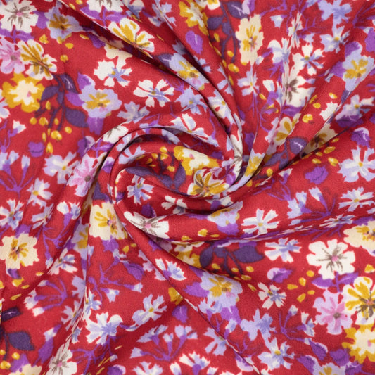 Red Ditsy Floral Polyviscose 1m