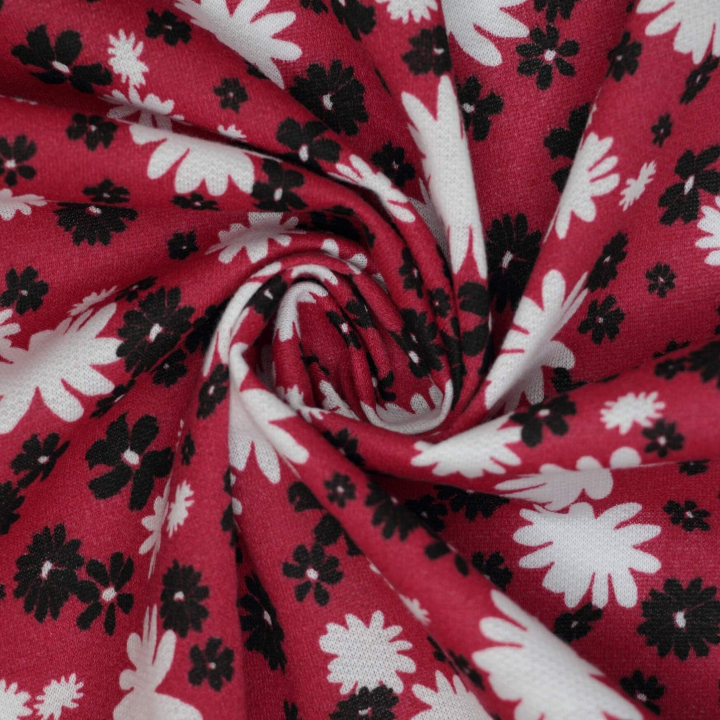 Red Floral Loopback Sweatshirt per/metre