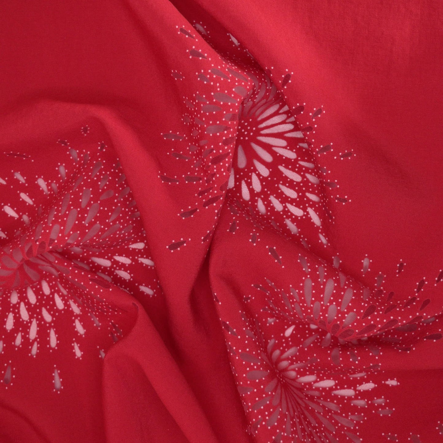 Red Floral Polycotton Devore per/metre