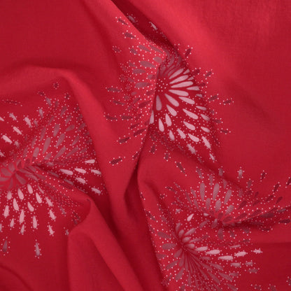 Red Floral Polycotton Devore per/metre
