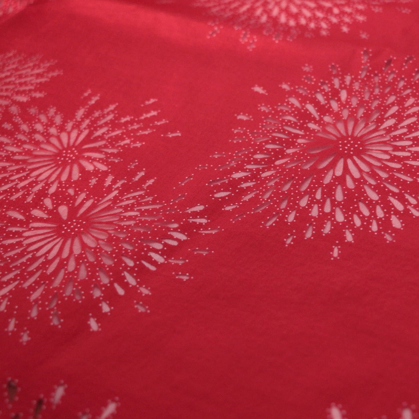 Red Floral Polycotton Devore per/metre