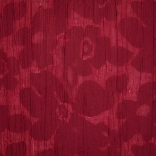 Red Flower Crinkled Devore 1m