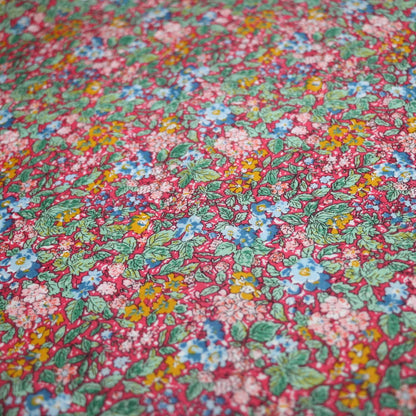 Red/Green Floral Viscose 1m