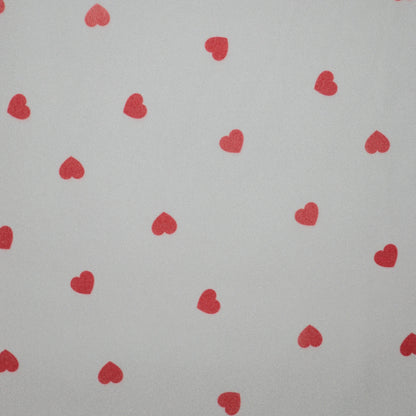 Red Hearts White Satin Crepe 1m