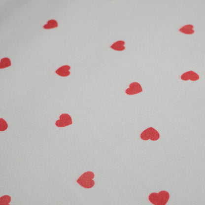 Red Hearts White Satin Crepe 1m