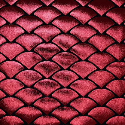Red Mermaid Foil Spandex Jersey per/metre