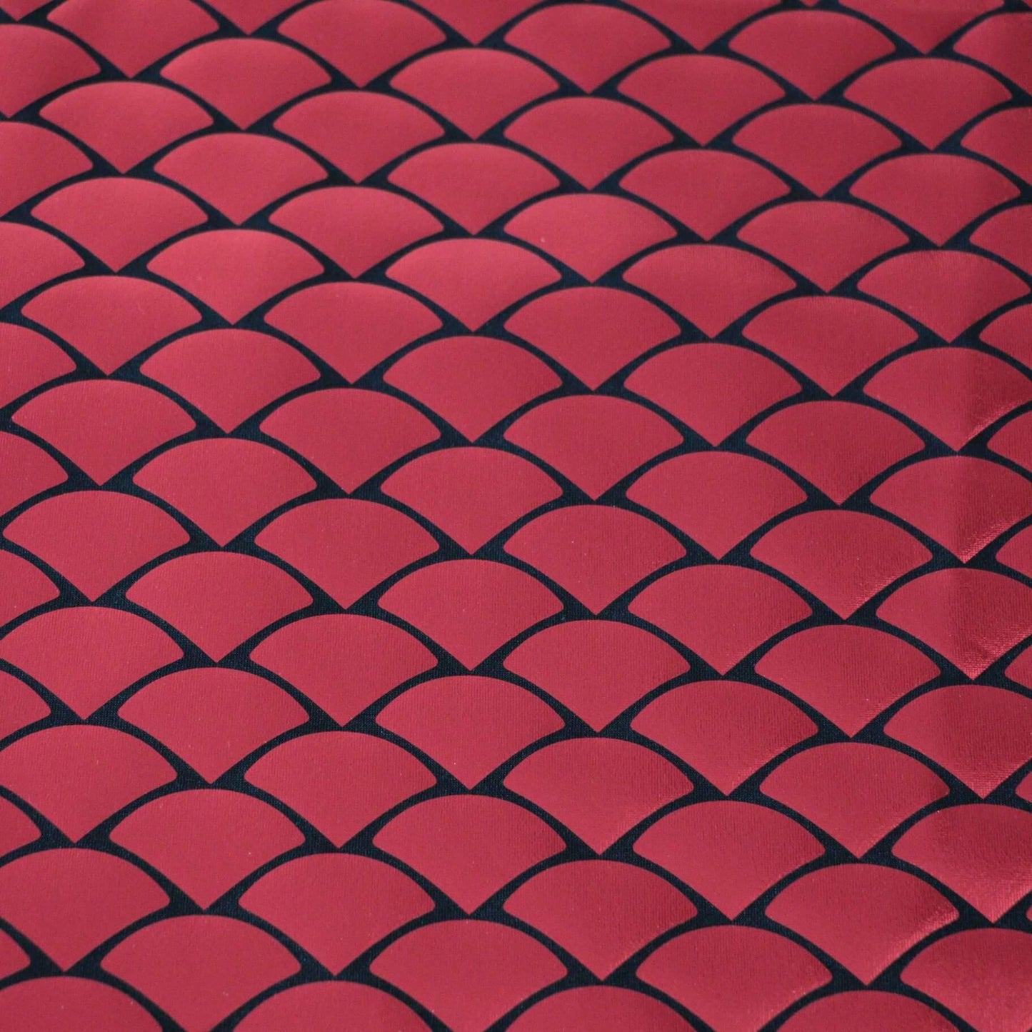 Red Mermaid Foil Spandex Jersey per/metre