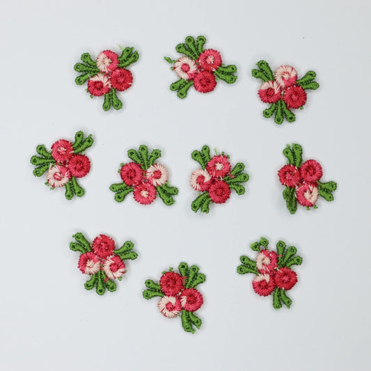 Red Colourful Mini Floral Appliques 10pk