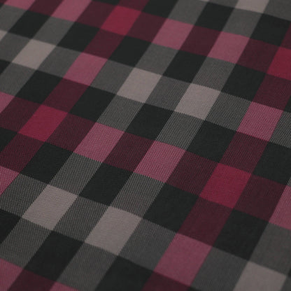 Red & Black Check Chiffon per/metre