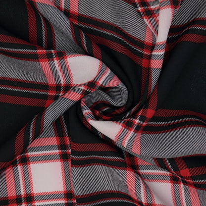 Red & Black Plaid Georgette per/metre