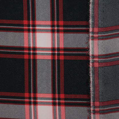 Red & Black Plaid Georgette per/metre