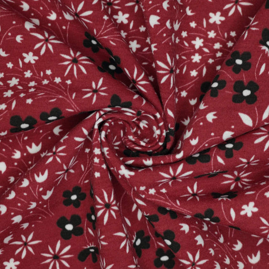 Red & Black Floral Jersey