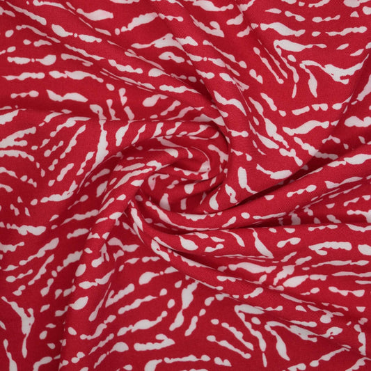 Red & White Animal Print Viscose per/metre