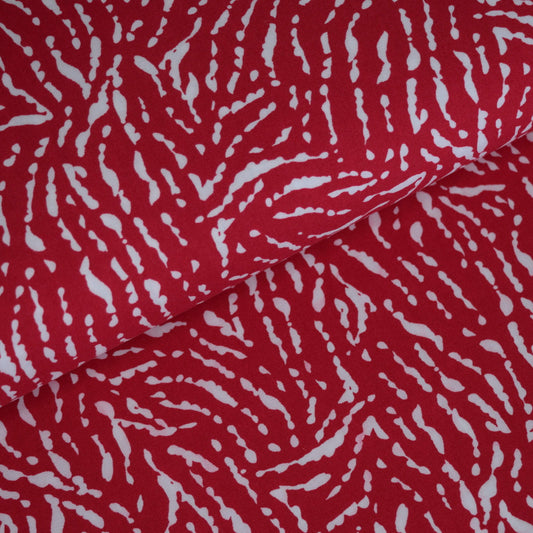 Red & White Animal Print Viscose per/metre