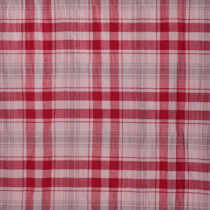 Red & White Checkered Plaid Crinkled Cotton per/metre