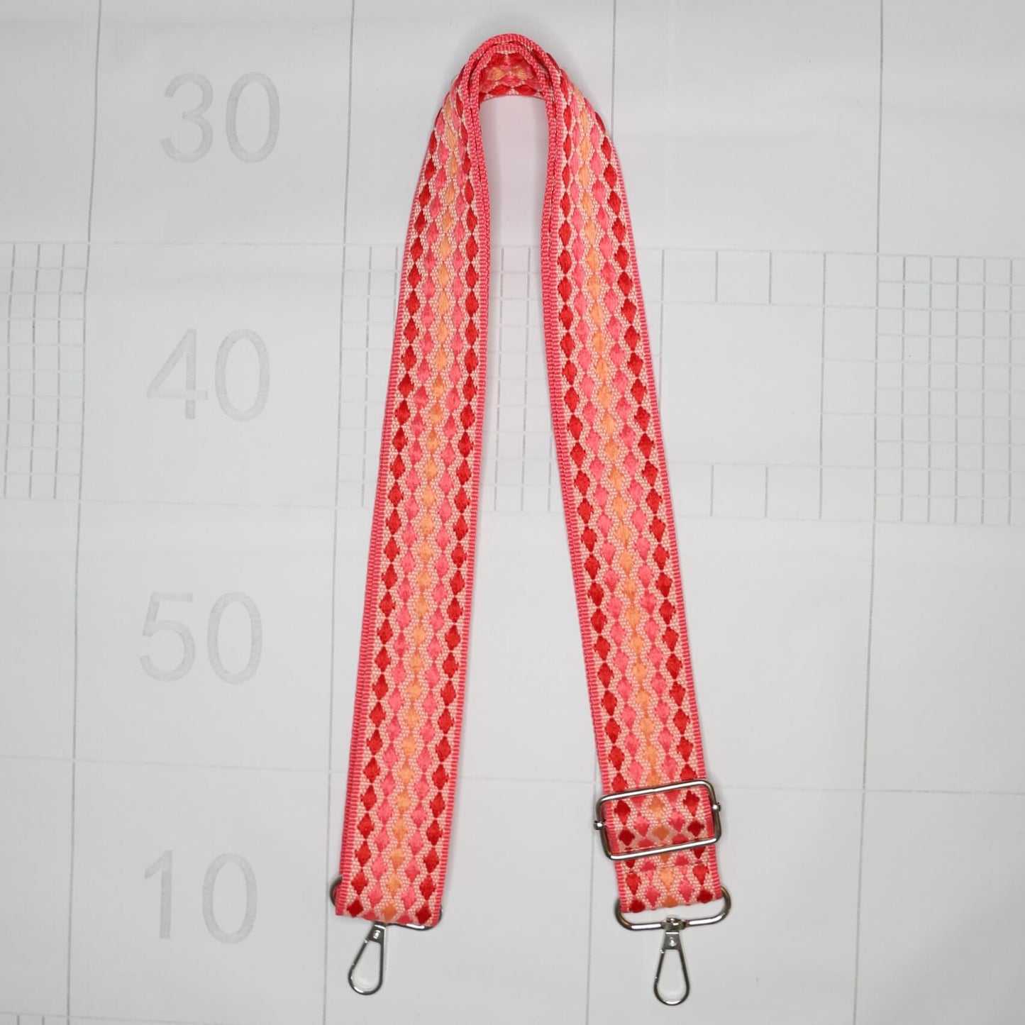 Red Pink Embroidered Adjustable Bag Strap