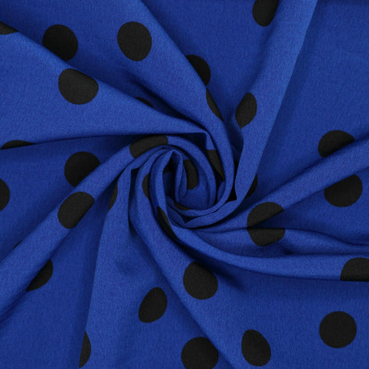 Royal Blue Polka Dot Crepe 1m