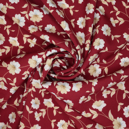 Rust Floral Polyviscose 1m