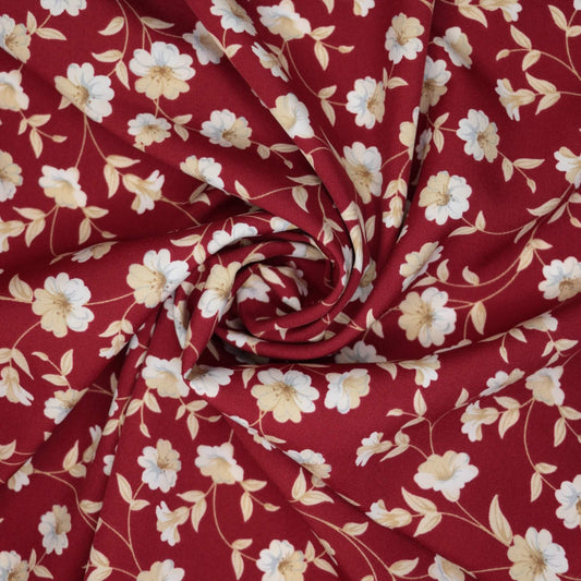 Rust Floral Polyviscose 1m
