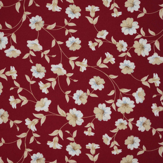 Rust Floral Polyviscose 1m
