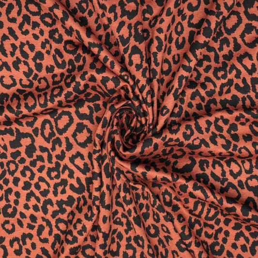 Rust Leopard Jersey per/metre