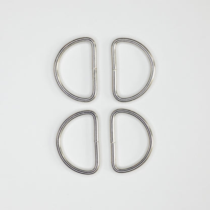Silvery Metal D-Ring 32mm 4pk