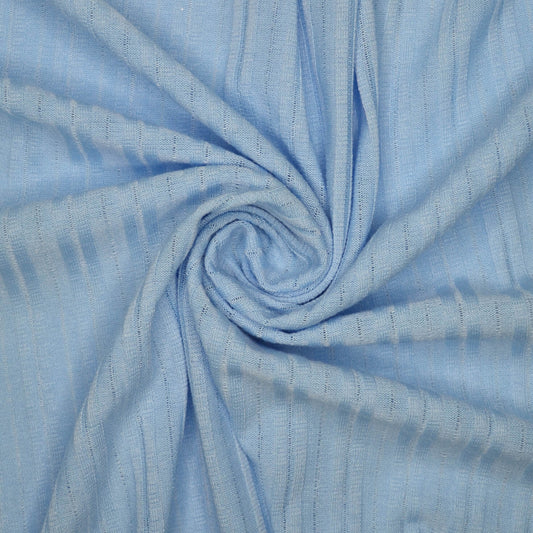 Sky Blue Ribbed Jersey Knit 1m